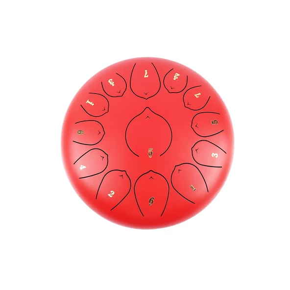 Jwin JTN-1213 12 Inç 13 Ses Ton Çelik Handpan Tongue Drum Davulu - Kırmızı - 2
