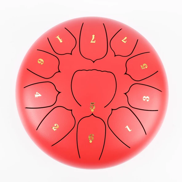 Jwin JTN-1011 10 Inç 11 Ses Ton Çelik Handpan Tongue Drum Davulu - Kırmızı - 2