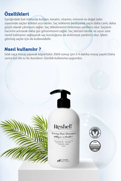 Reshell Saç Dökülmesi Bakım Şampuanı At Kuyruğu Özlü Tuzsuz Kolajen Ve Keratin Katkılı 500 Ml - 2