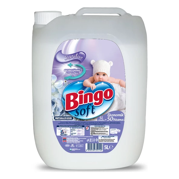 Bingo Soft Yumuşatıcı 20LT (4PK*5LT) Sensitive/Bebeğimin Kokusu/Hipoalerjenik (200 Yıkama) - 2
