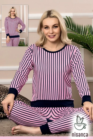 Yüzde Yüz Pamuk Bayan Penye Pijama Takımı - 5