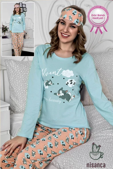 Yüzde Yüz Pamuk Bayan Penye Pijama Takımı - 7