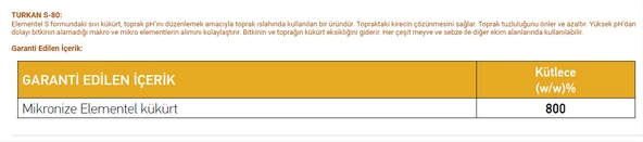 GÜBRETAŞ TURKAN S 80 SIVI KÜKÜRT (20 Lt), Bitki Küf Önleyici - 2