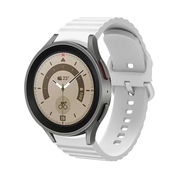 Samsung Galaxy Watch 4 5 6 7 FE 40 40 44 Classic 42 43 46 47 mm Kordon Wave Dalgalı Silikon Kordon - 3