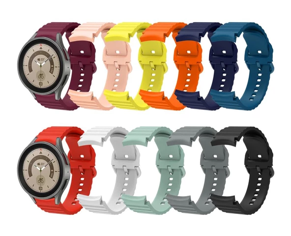 Samsung Galaxy Watch 4 5 6 7 FE 40 40 44 Classic 42 43 46 47 mm Kordon Wave Dalgalı Silikon Kordon