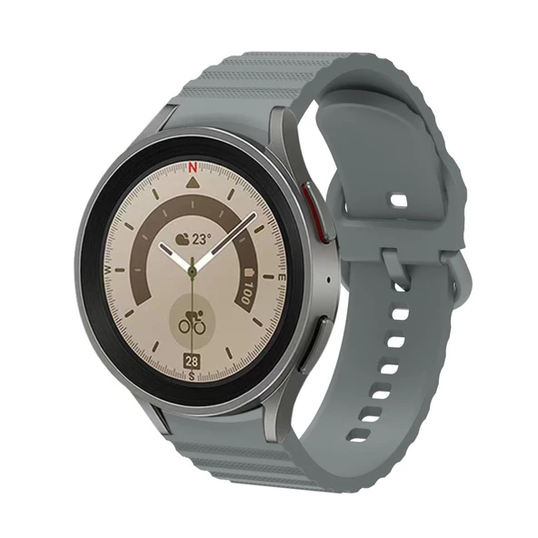 Samsung Galaxy Watch 4 5 6 7 FE 40 40 44 Classic 42 43 46 47 mm Kordon Wave Dalgalı Silikon Kordon - 4