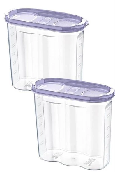 Periboia 2 Kapaklı Ölçekli Erzak Kuru Gıda Saklama Kutusu Kabı 2,4 Litre-SA940 - 10