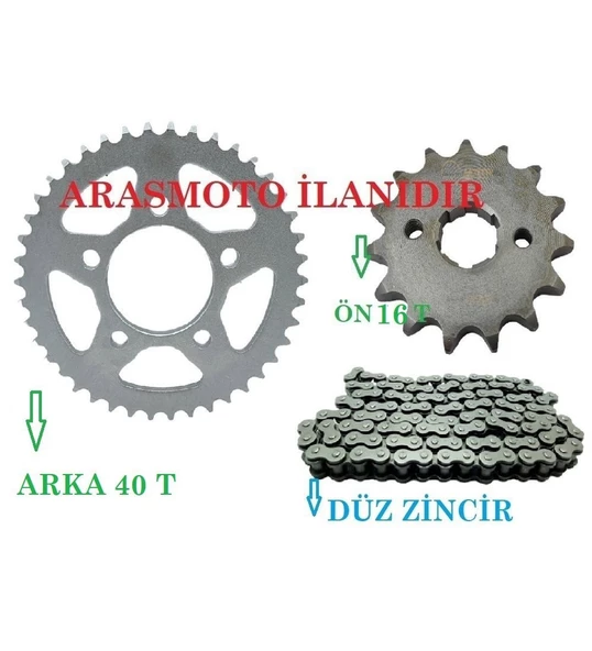 Drift L 125 Performans Hız Zincir Dişli Seti (Oringsiz Düz Zincir) Arka 40Dişli-Ön16 Dişli_Supermoto ürün görseli 1