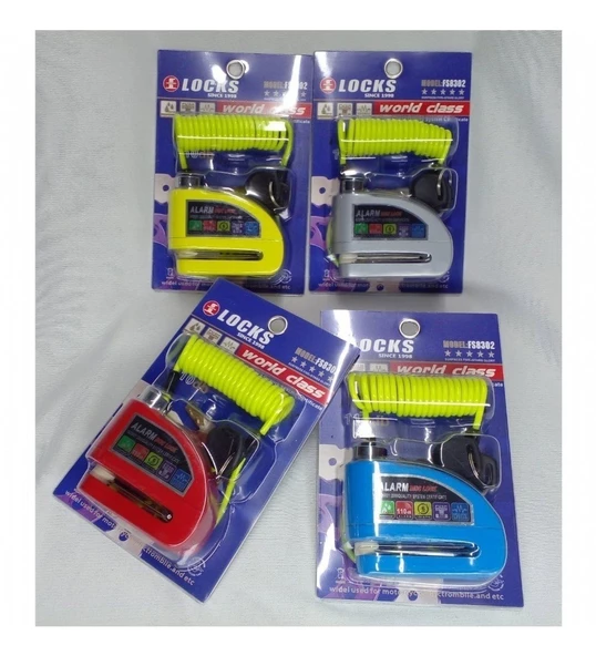 Motosiklet Alarmlı Disk Kilidi 110 Desibel Hatırlatma Kablolu (Mavi)_Supermoto - Resim 2