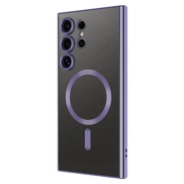 Galaxy S24 Ultra Kılıf Kamera Korumalı Magsafe Parlak Luxury - Resim 7