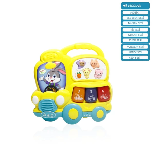 Işıklı ve Sesli Otobüs Temalı Bebek Piyanosu: Bebeğinizin Eğlenceli Müzikal Yolculuğu - 3