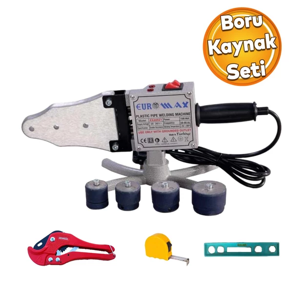 Euromax Metre Terazi Plastik Boru Kaynak Kesme Aleti Makinesi 1500 W Endüstriyel Makina Pafta Seti
