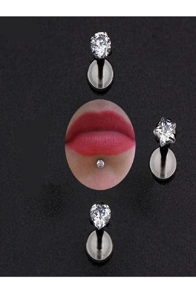 316l Paslanmaz Kararmaz Cerrahi Çelik Zirkon Taşlı 8mm Tragus Helix Kıkırdak Yuvarlak Model Piercing - 4