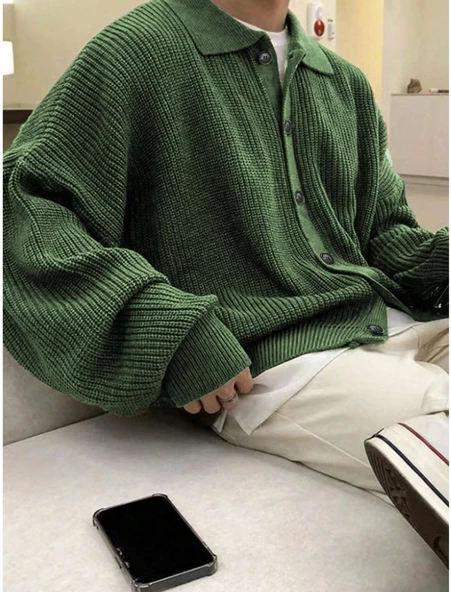 Düğme Detaylı Regular Fit Hırka - 6