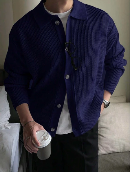 Düğme Detaylı Regular Fit Hırka - 9