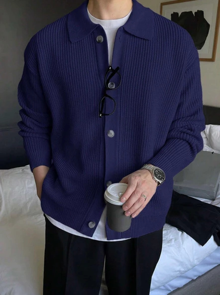 Düğme Detaylı Regular Fit Hırka - 8