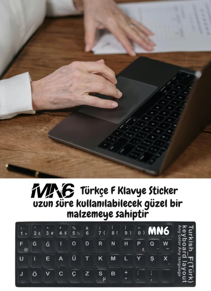 MN6 MF01 Türkçe F Klavye Sticker/Kaliteli -50 Adet/Türkçe F Klavye Etiketi - 3