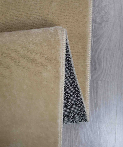 Dekoratif Puffy Peluş Yumuşak Yıkanabilir Kaymaz Taban Kesme Halı Yolluk Bej - 6