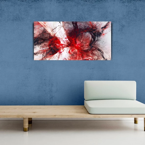 Mavi ve Kırmız Tonlarda Soyut Kanvas Tablo 60 x 120 - Resim 3