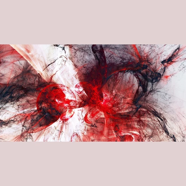 Mavi ve Kırmız Tonlarda Soyut Kanvas Tablo 60 x 120 - Resim 2