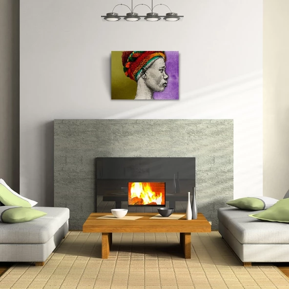 Afrikalı Yerli Kadın Portresi Kanvas Tablo 50 x 70 - Resim 2
