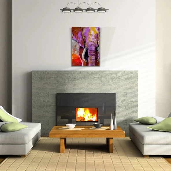 Pastel Renklerde Dekoratif Fil Görseli Kanvas Tablo 50 x 70 - Resim 2