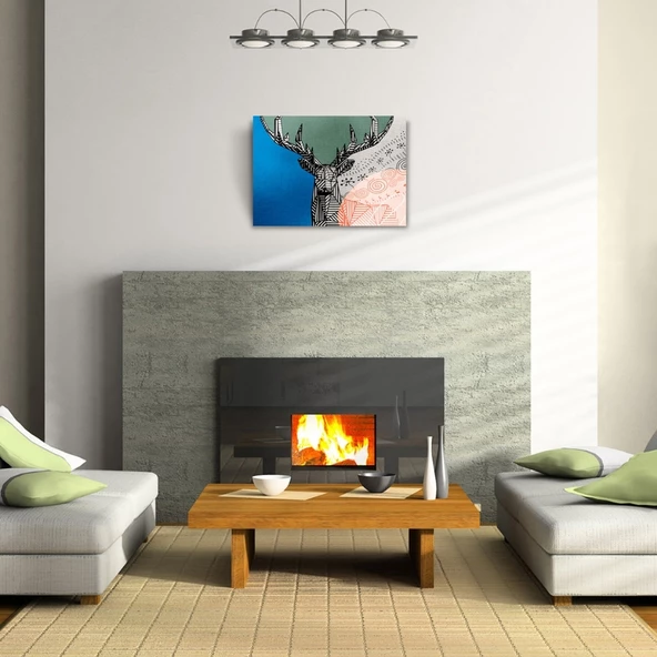 Dijital Efektli Geyik Dekoratif Kanvas Tablo 50 x 70 - Resim 2
