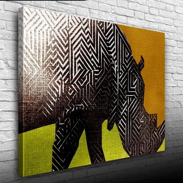 Dijital Efektli Hipopotam Dekoratif Kanvas Tablo 50 x 70 - Resim 3