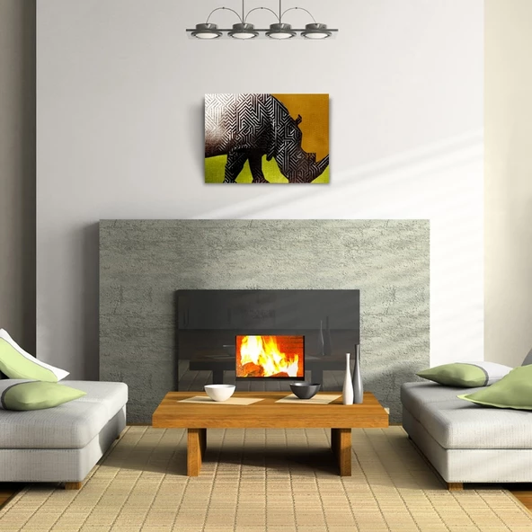Dijital Efektli Hipopotam Dekoratif Kanvas Tablo 50 x 70