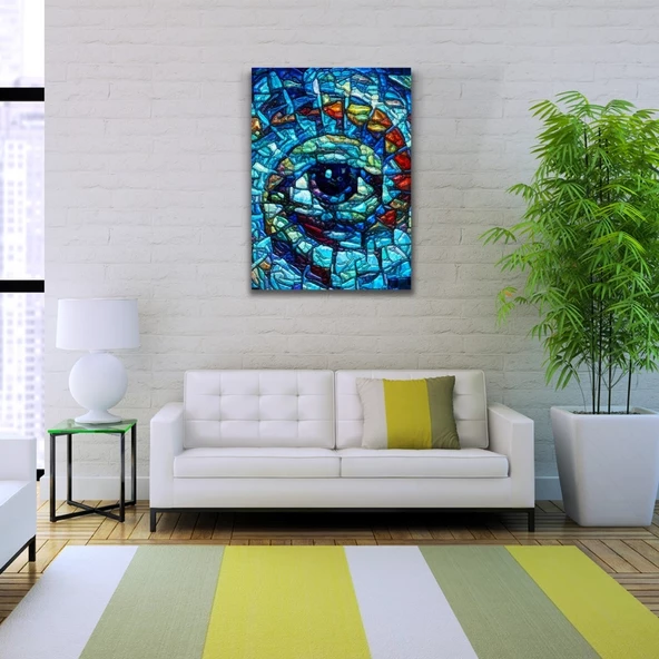 Soyut , Mavi Tonlarda Dekoratif Kanvas Tablo 50 x 70 - Resim 2