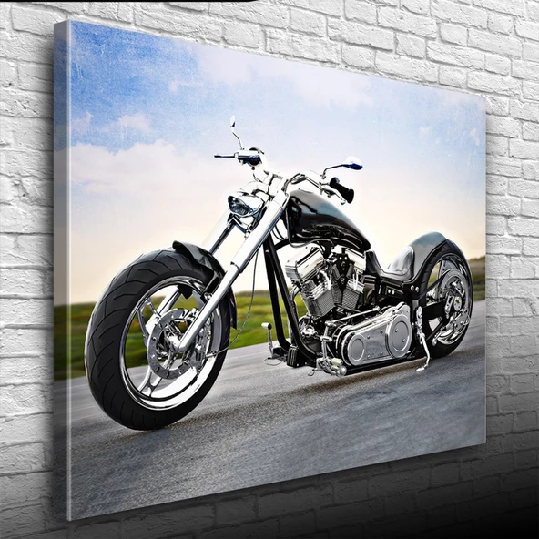 Chopper Siyah Motosiklet Kanvas Tablo 50 x 70