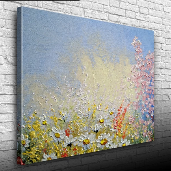 Papatya Tarlası Yağlıboya Kanvas Tablo 50 x 70 - Resim 3
