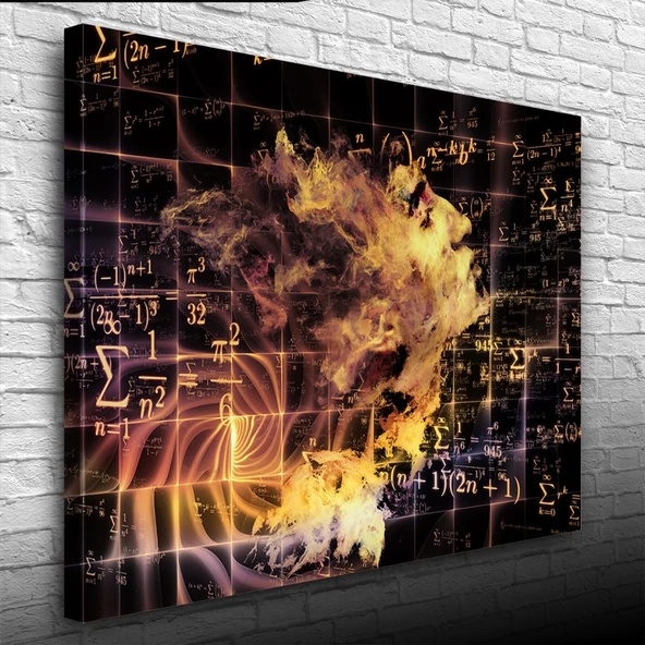 Soyut Matematikçi ve Formüller Kanvas Tablo 50 x 70 - Resim 3