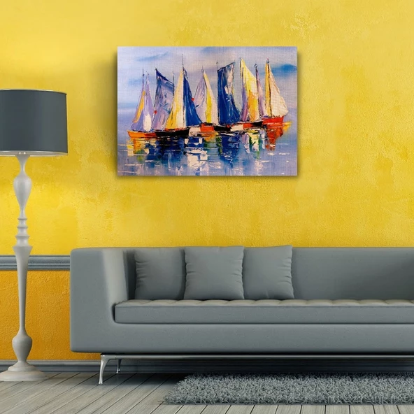 Yelkenliler Yağlıboya Kanvas Tablo 50 x 70 - Resim 2