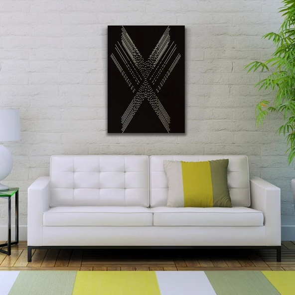 Siyah Beyaz Noktalardan Oluşan x Kanvas Tablo 50 x 70 - Resim 2