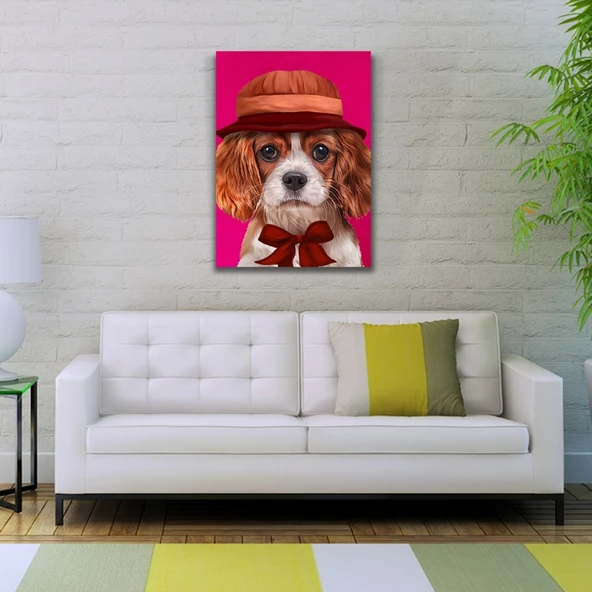 Şapkalı Köpek Kanvas Tablo 50 x 70 - Resim 2