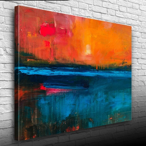 Günbatımında Kıyıdaki Kayık Yağlıboya Kanvas Tablo 50 x 70 - 3