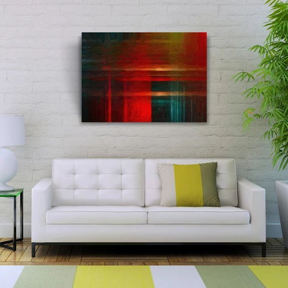 Kırmızı ve Lacivert Soyut Çalışma Kanvas Tablo 50 x 70 - Resim 2