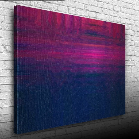 Lacivert ve Eflatun Soyut Çalışma Kanvas Tablo 50 x 70 - 3
