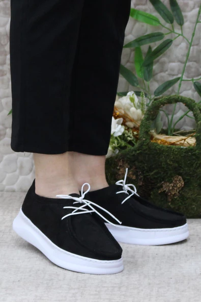 Fort Gnd 32600 Siyah Süet Comfort Hafif Rahat Günlük Kadın Ayakkabı - Resim 2