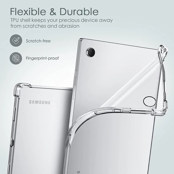 Samsung Galaxy Tab A8 10.5 SM-X200 2021 Kılıf Darbelere Dayanıklı Şeffaf Kapak - 4