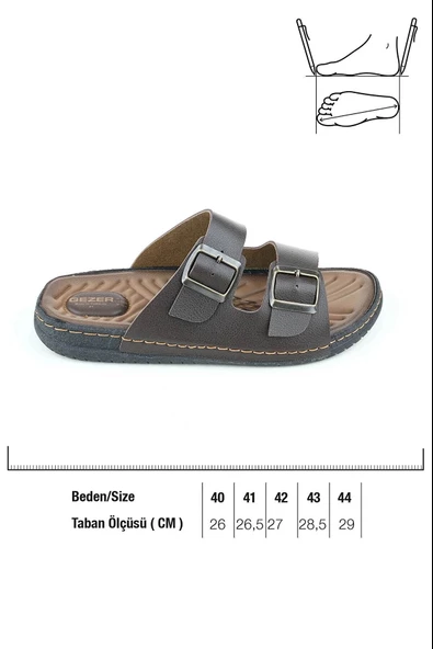 Gezer Çift Tokalı Erkek Masaj Tabanlı Anatomik Terlik Kahverengi - Resim 5