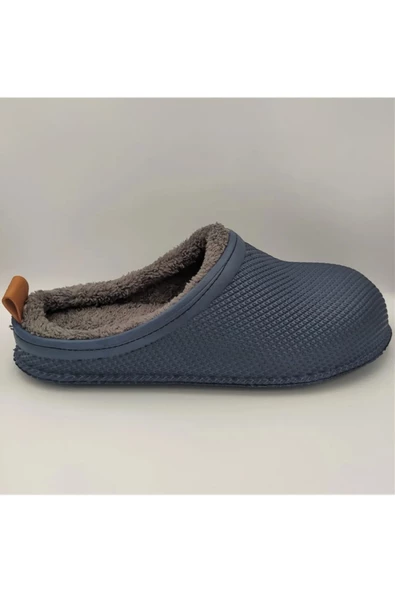 Gezer Kışlık Islak Zemin Erkek Terlik Önü Kapalı Tüylü Lacivert - Resim 5