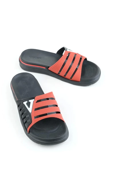 Gezer Eva Yazlık Erkek Kaydırmaz Taban Terlik Kırmızı-Siyah ürün görseli