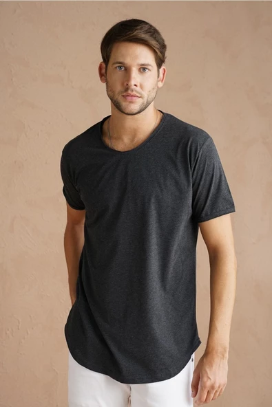 Gri-Antrasit-Ay Işığı Sarı Erkek Basic Slim 3'lü Paket Kısa Kollu %100 Pamuk T-shirt - 2
