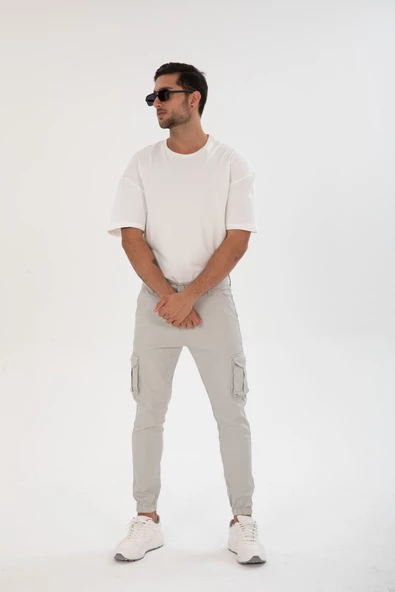 Erkek Slim Fit Kargo Cep Likralı Pantolon - 2