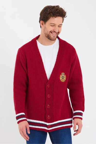 Erkek Nakışlı Düğmeli Triko Hırka-trz3451r01m - 11