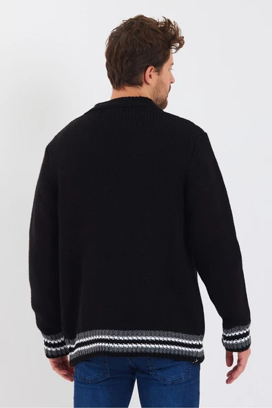 Erkek Nakışlı Düğmeli Triko Hırka-trz3451r01m - 10