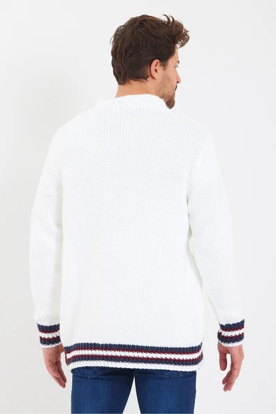 Erkek Nakışlı Düğmeli Triko Hırka-trz3451r01m - 4