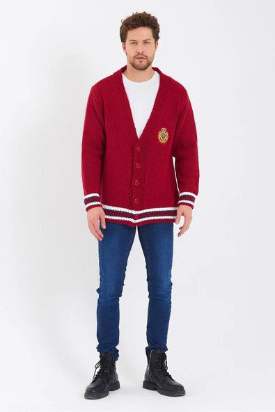 Erkek Nakışlı Düğmeli Triko Hırka-trz3451r01m - 12